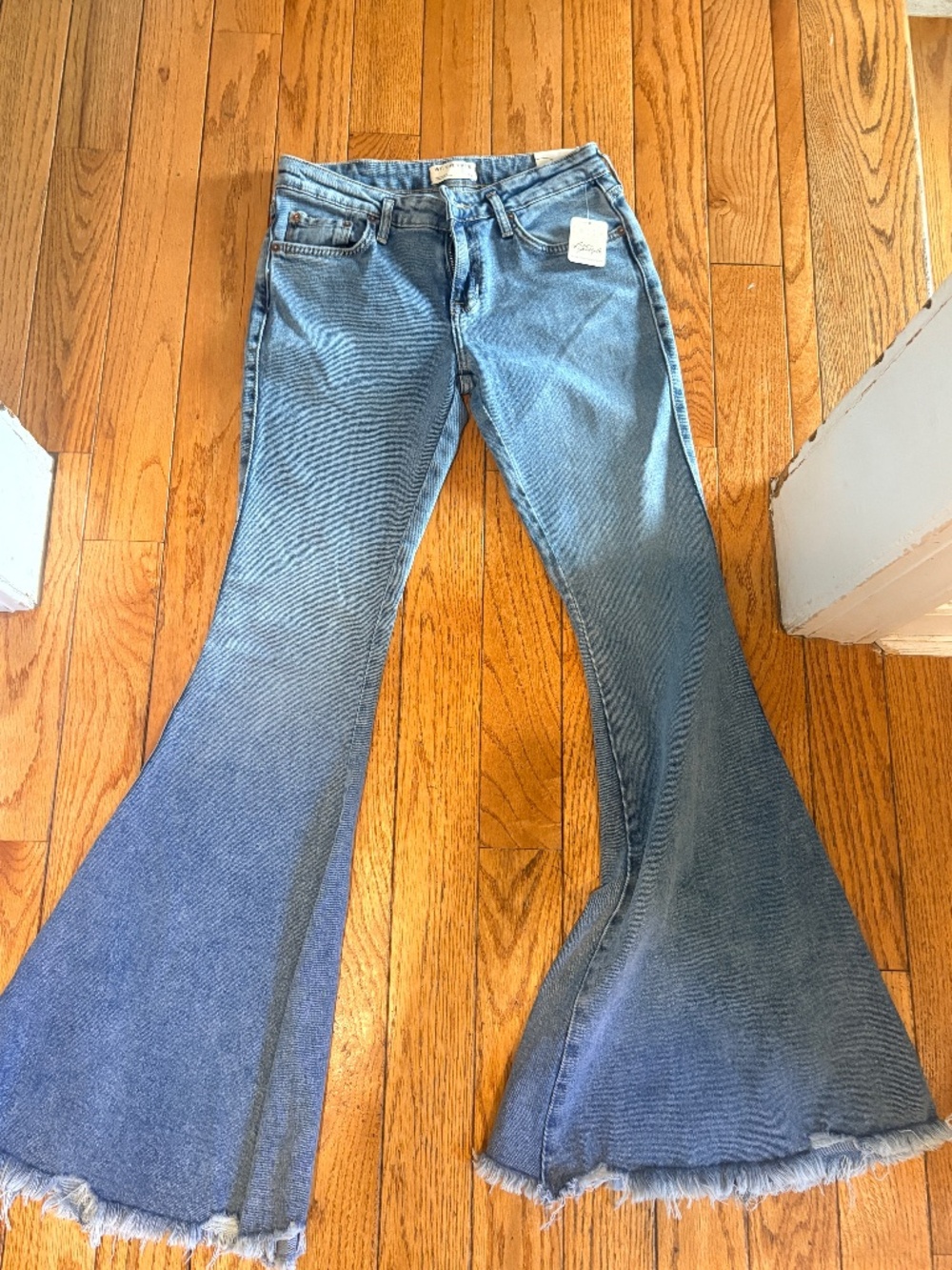 We The Free Light Blue Flare Jeans with Frayed Hem